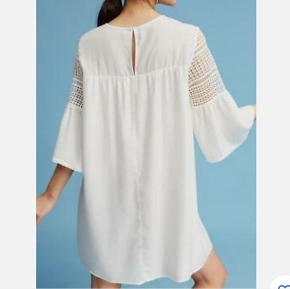 NWT Corey Lynn Calter White Dawn Lace Swing Dress MP Trumpet Sleeves Tencel - Picture 3 of 16